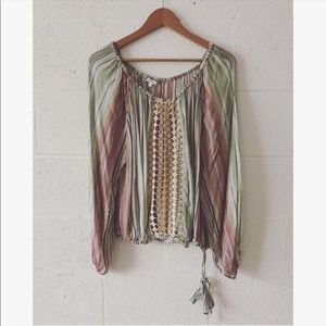 Southern Cotton boho peasant long sleeved top sz L